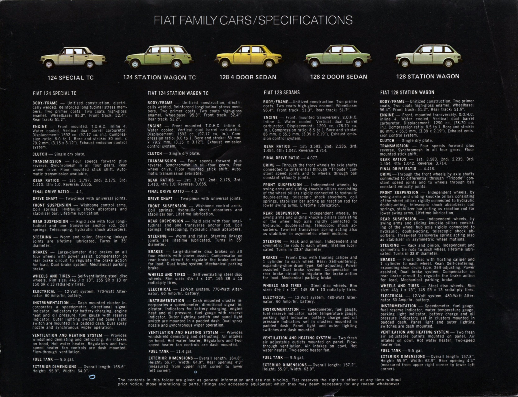 1974 Fiat Full-Line Brochure Page 2